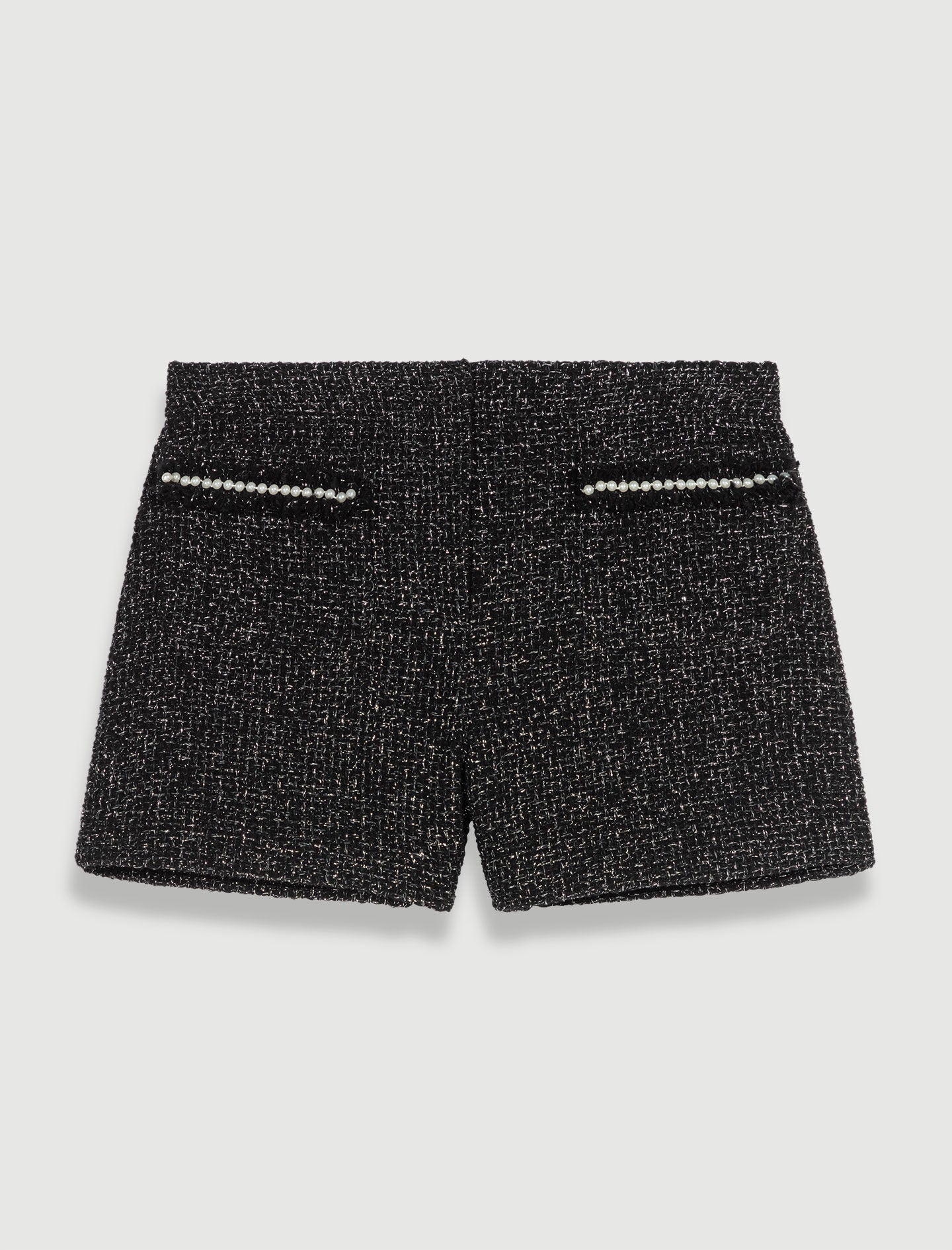 Black/Glitter glittery tweed shorts