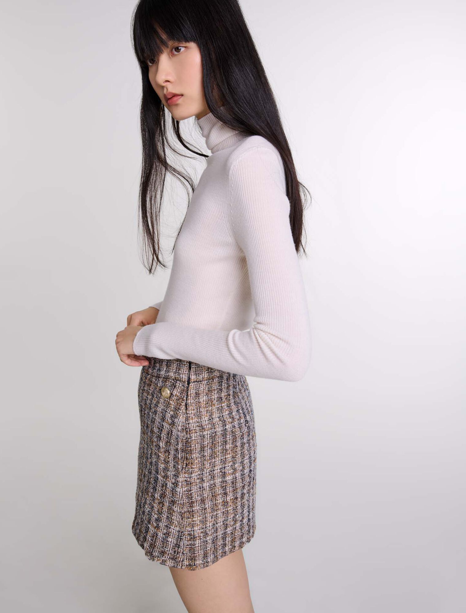 Brown-Tweed skort