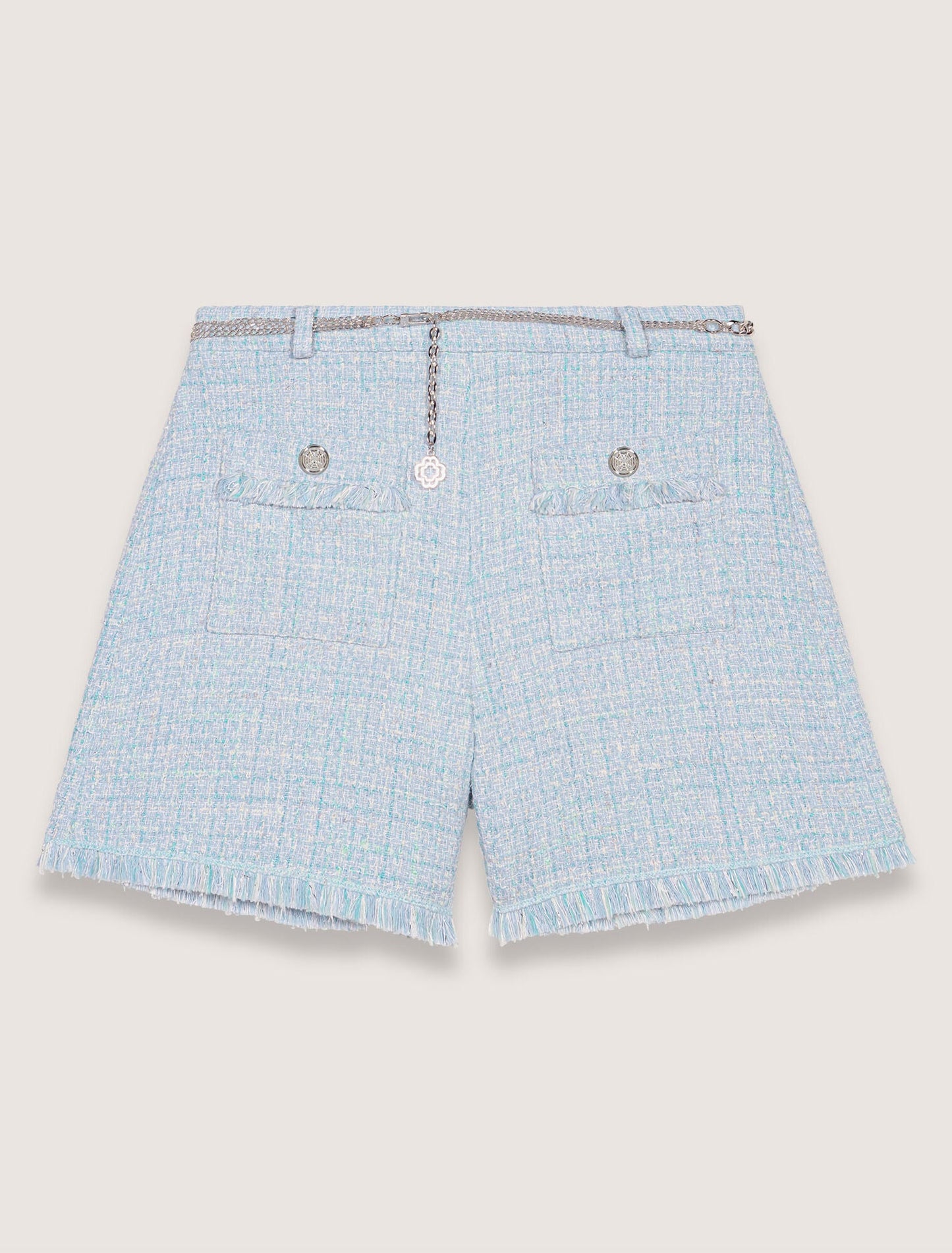 Blue Sky-Tweed Shorts With Belt