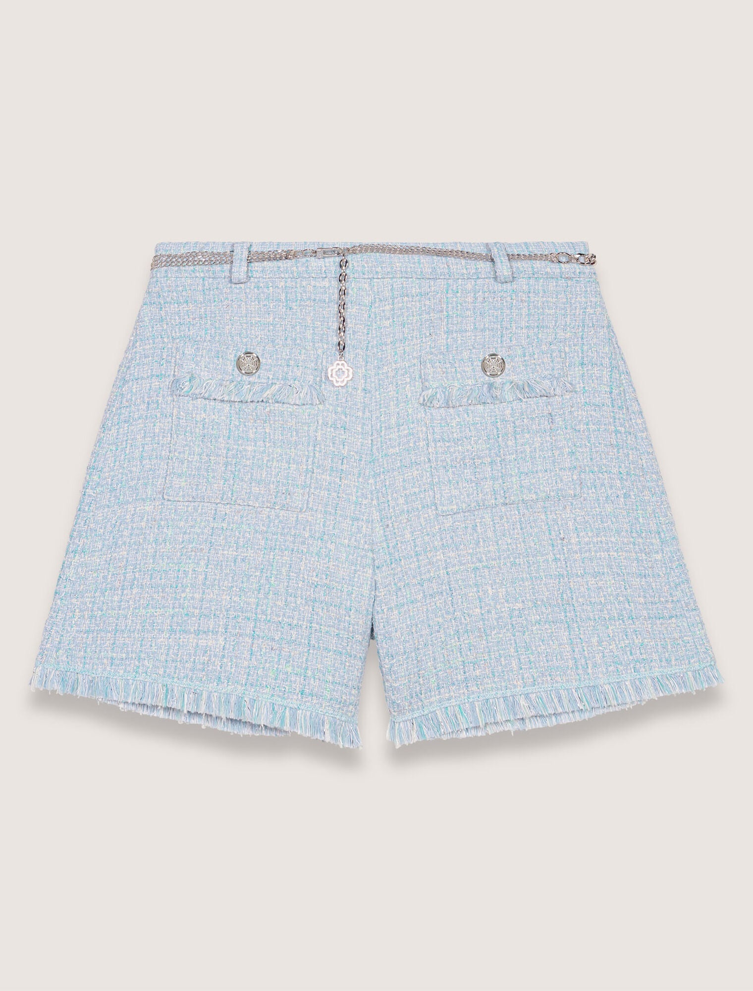 Blue Sky-Tweed Shorts With Belt