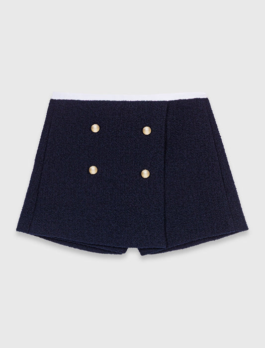 Tweed shorts with contrast band