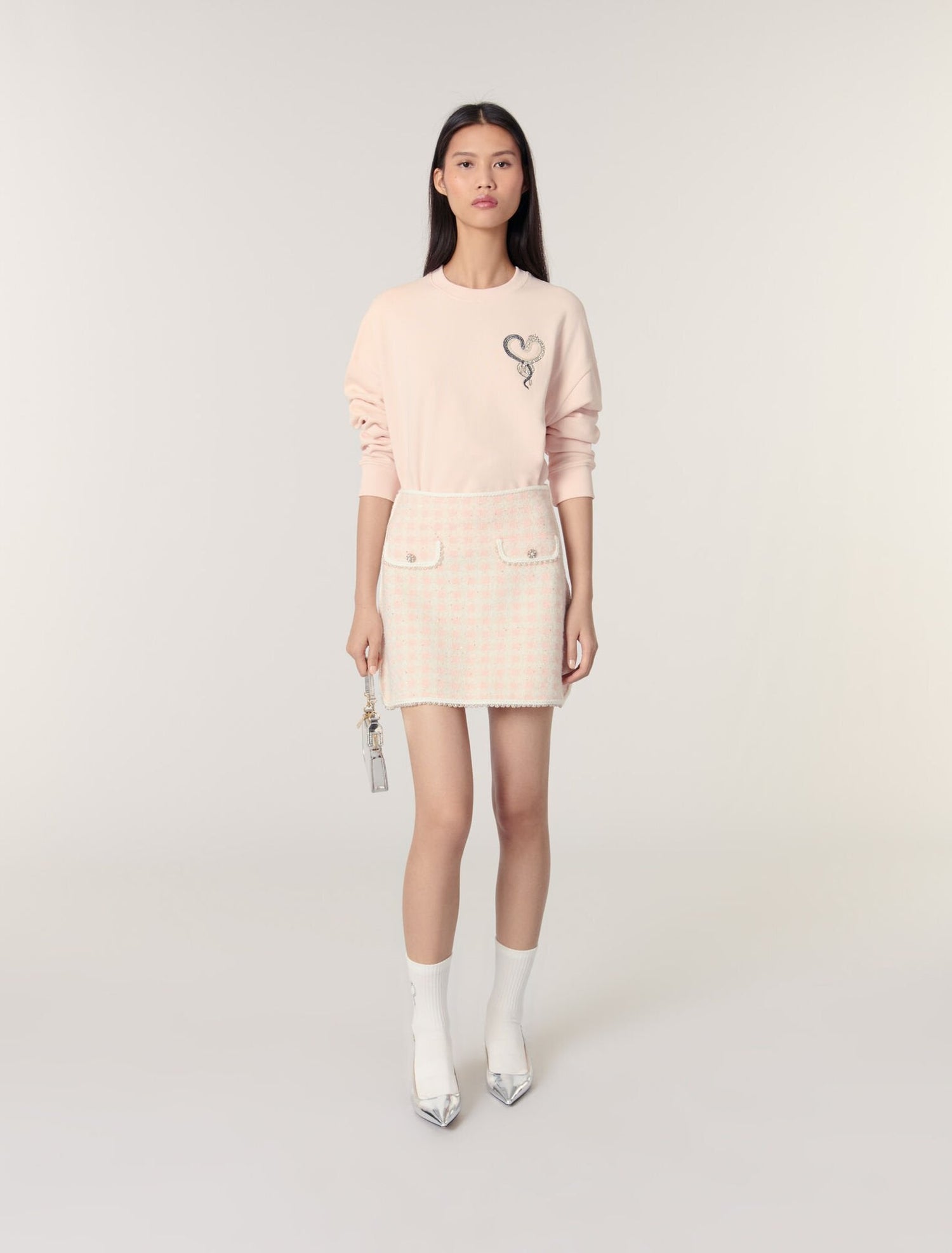 Pink featured Embroidered sweatshirt