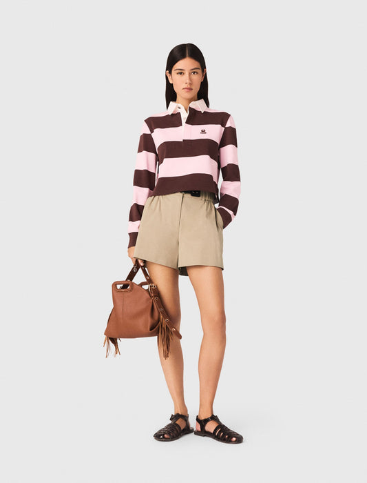 Striped Polo Sweatshirt Brown/Pink