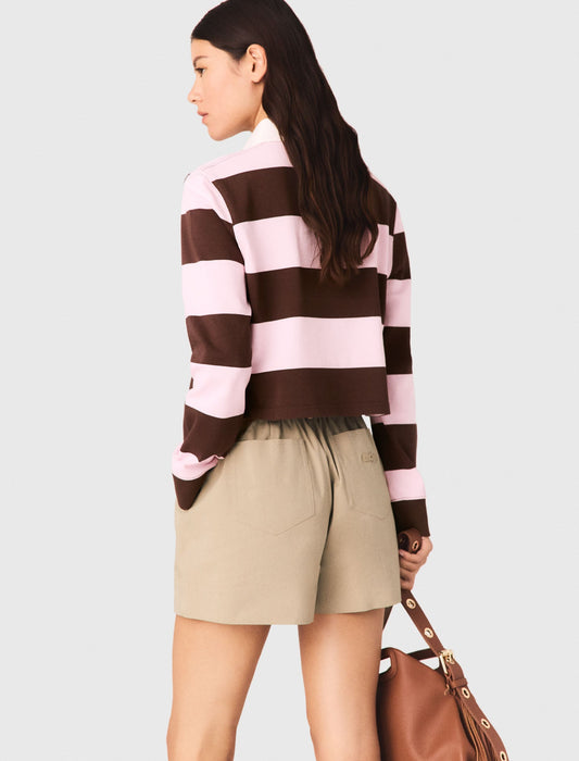 Striped Polo Sweatshirt Brown/Pink