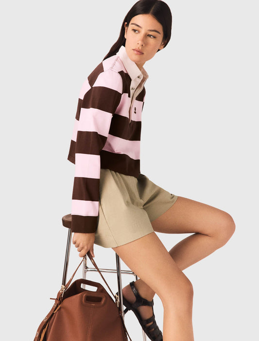 Striped Polo Sweatshirt Brown/Pink
