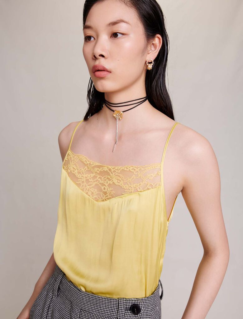 Pale Yellow-SATIN CAMISOLE