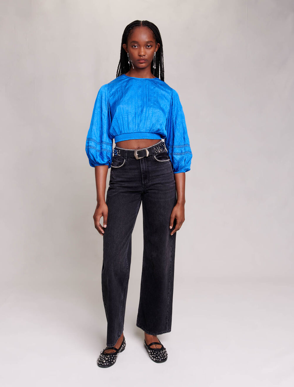 Blue featured SATIN TOP