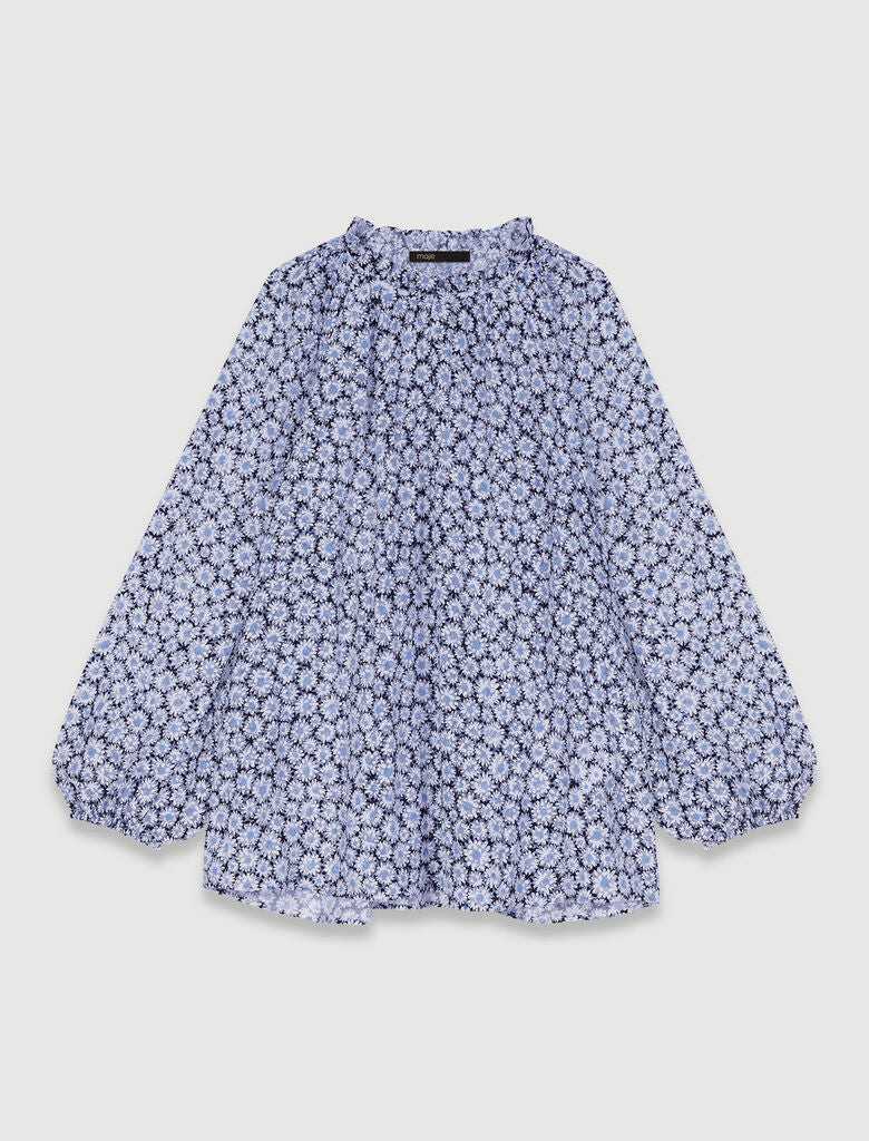 Print Blue Daisy-Floral blouse