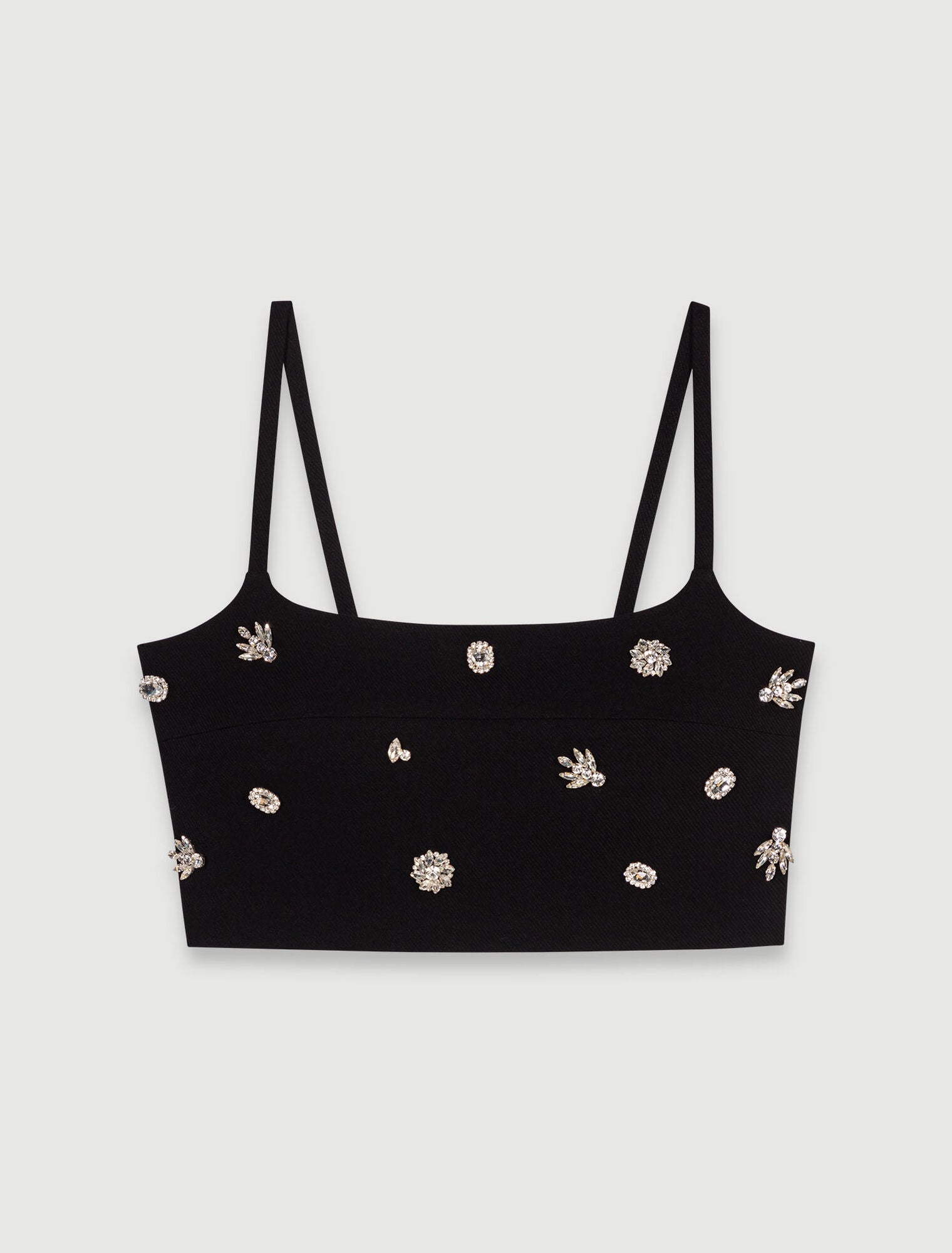 Black-Diamanté crop top