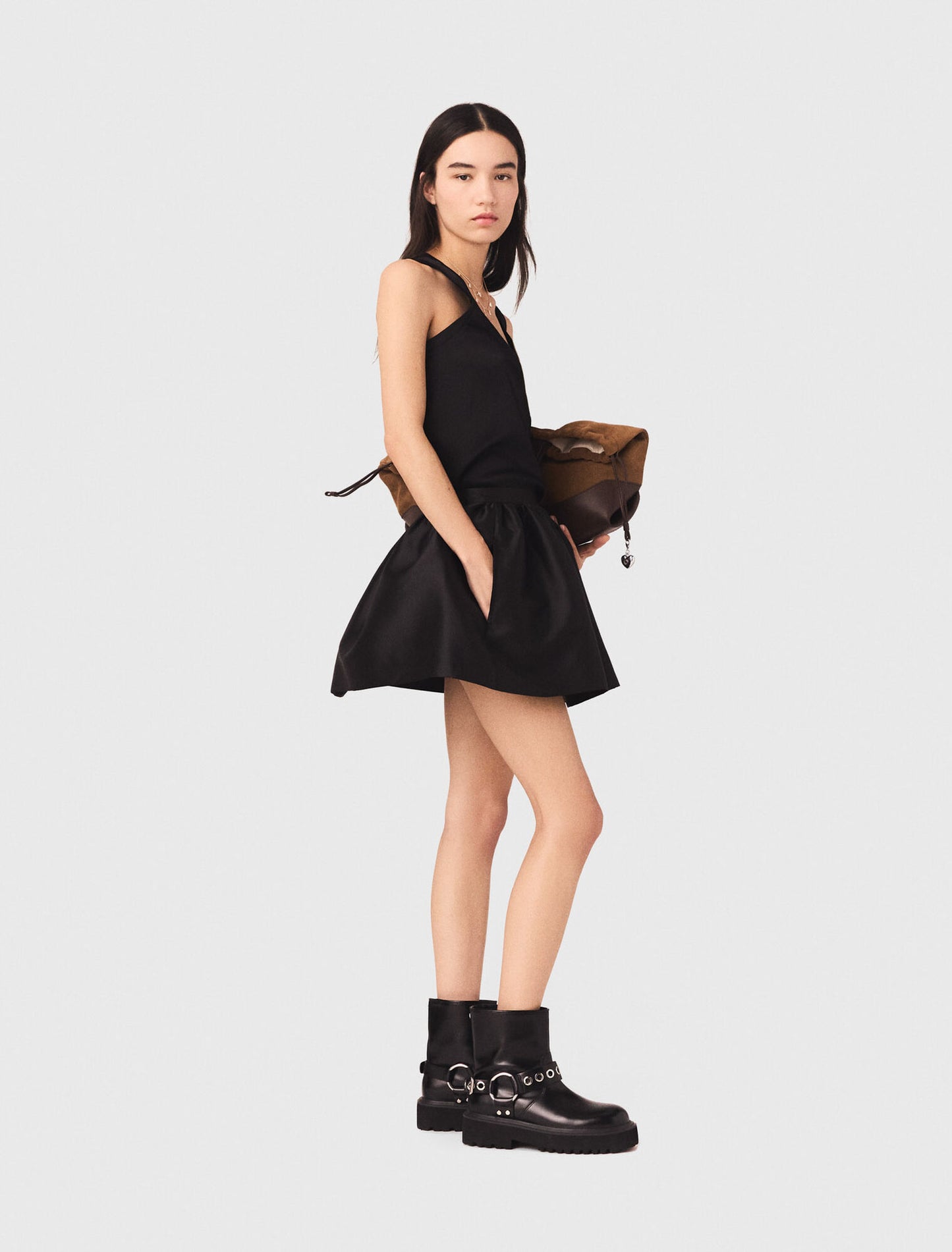 Silk tank top Black