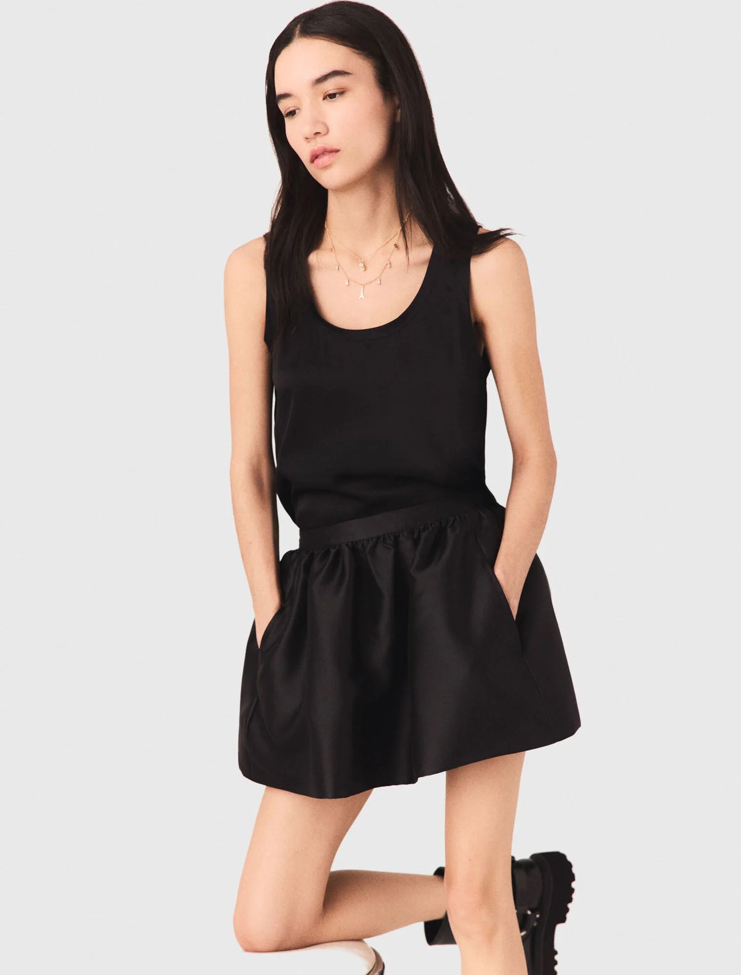 Silk tank top Black