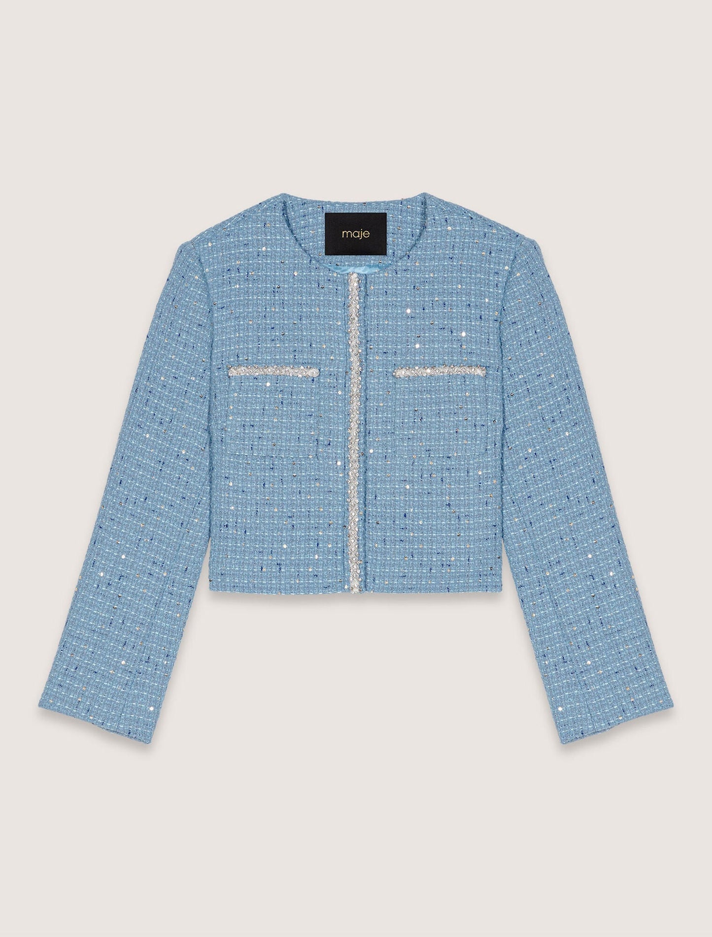 Blue Short sequin tweed jacket