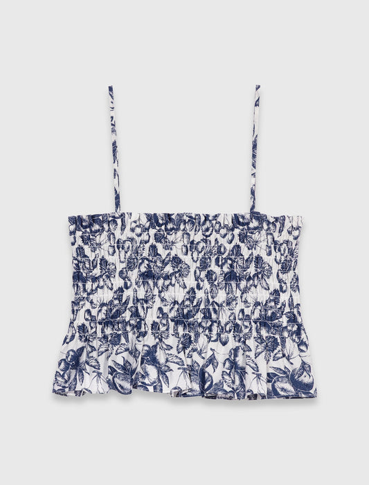Printed smocked top