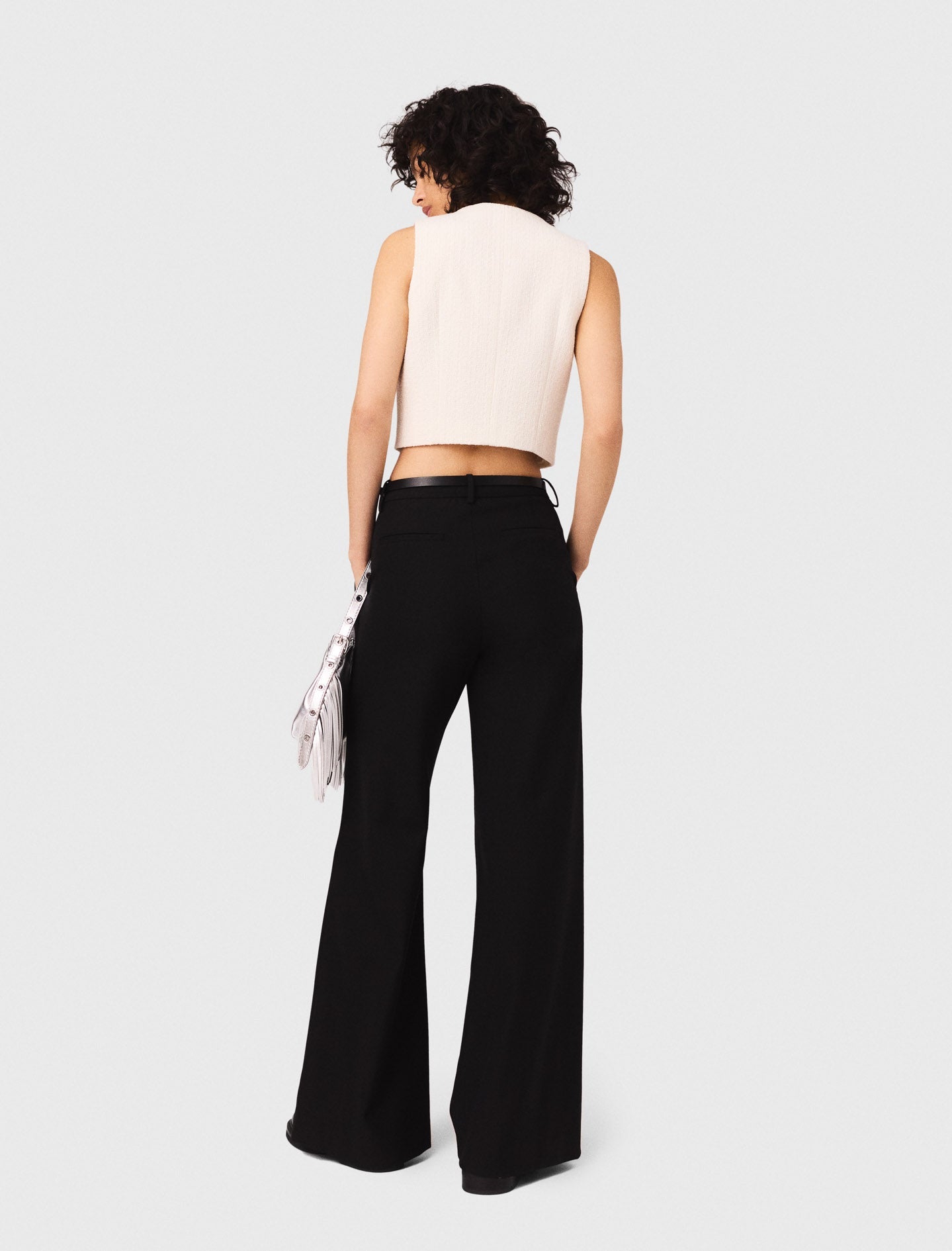 Sleeveless tweed lurex top