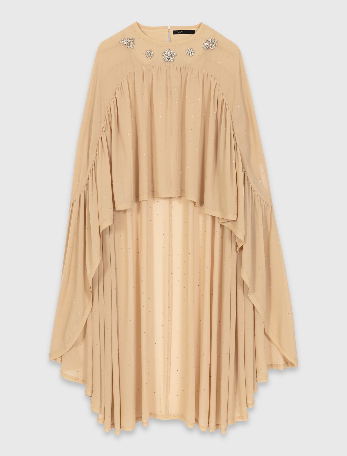 Cape top with jewel collar