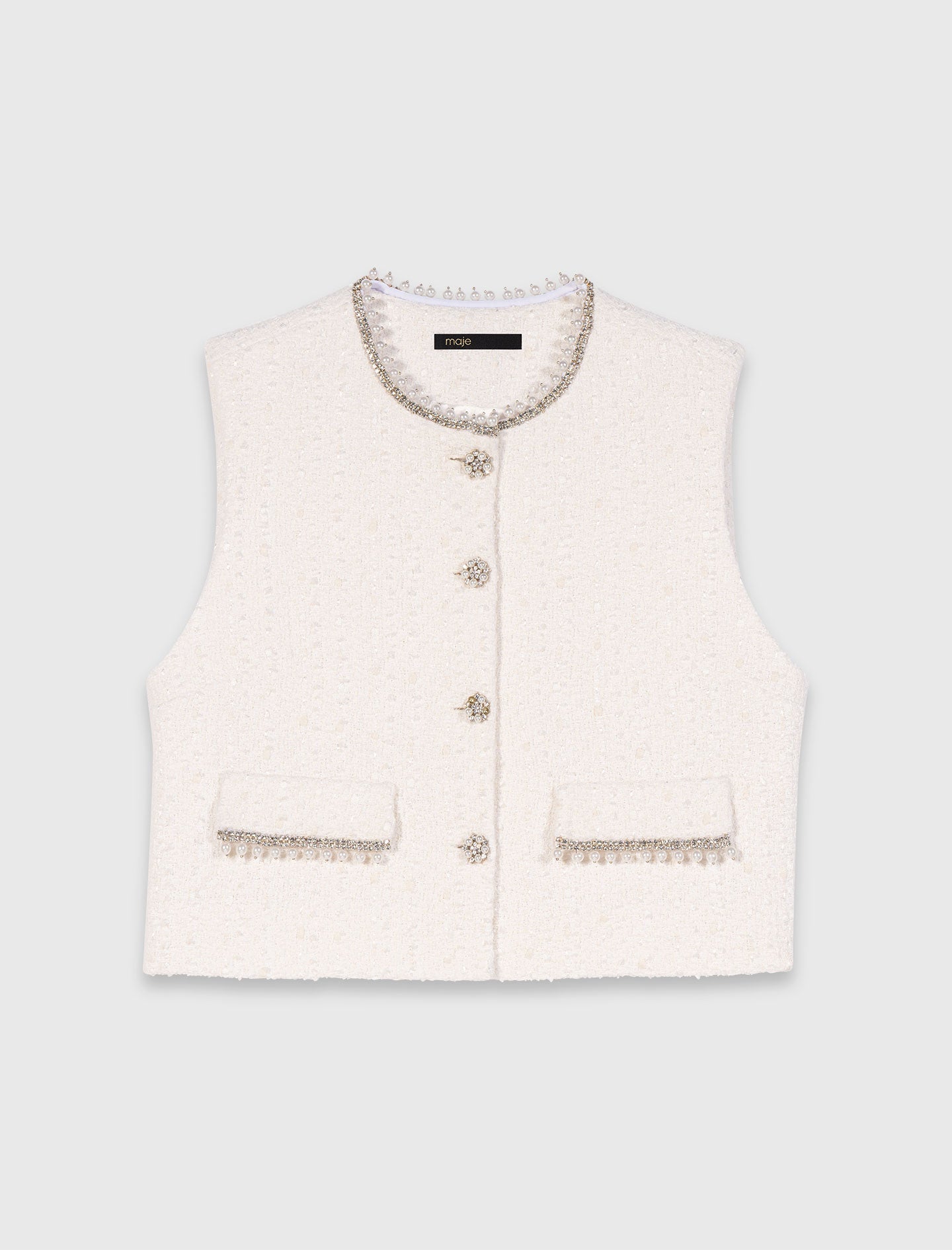 Beaded Tweed Jacket Ecru