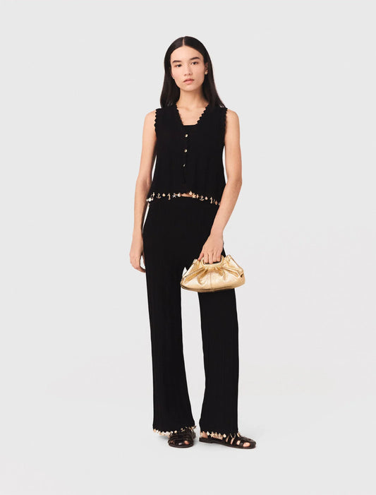 Gold-Embellished Knit Cardigan Black