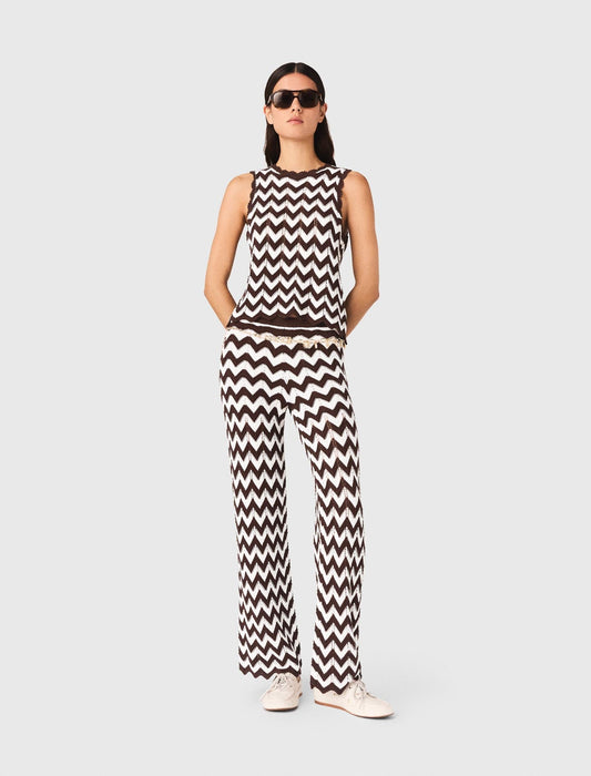 Zigzag Crochet Top Brown/White
