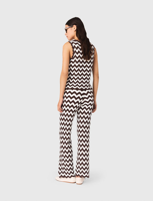 Zigzag Crochet Top Brown/White
