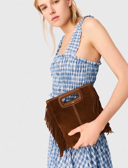 Smocked Rhinestone Cotton Top Blue Check Print