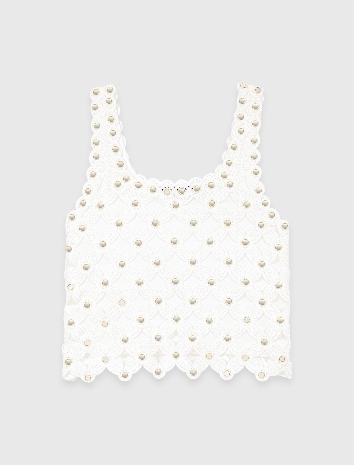 Mirrored Crochet Top White