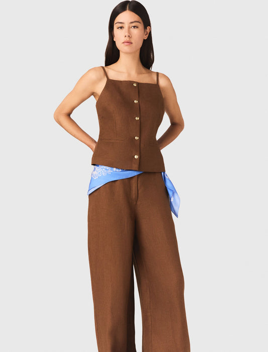 Linen Blend Top Brown