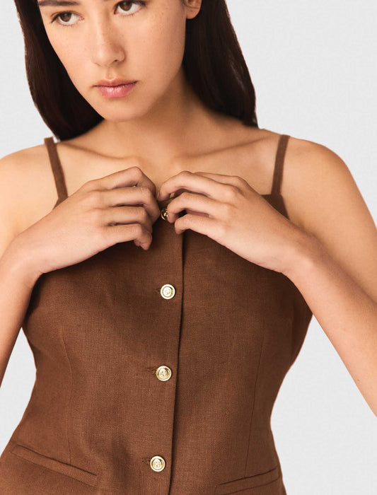 Linen Blend Top Brown