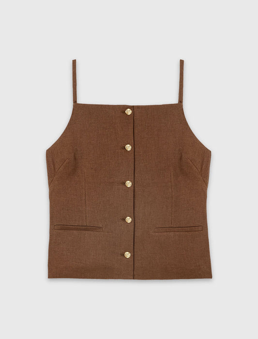 Linen Blend Top Brown