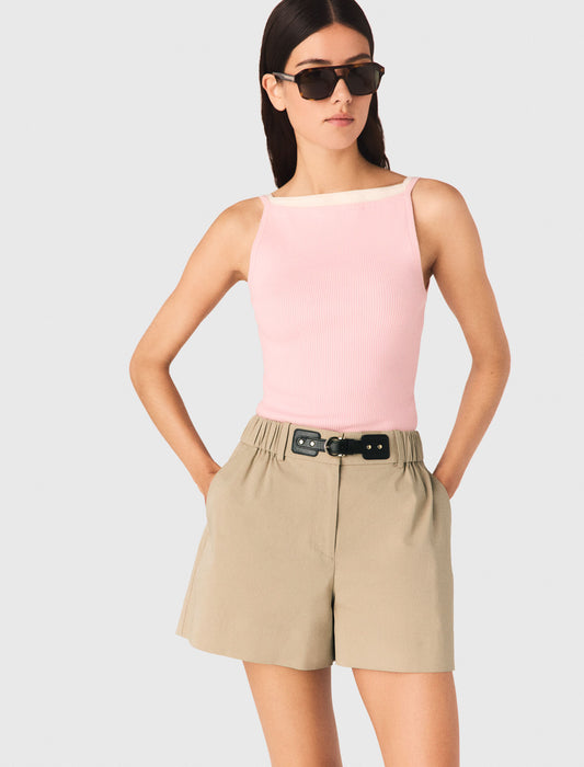 High Straight-Neck Top Pink