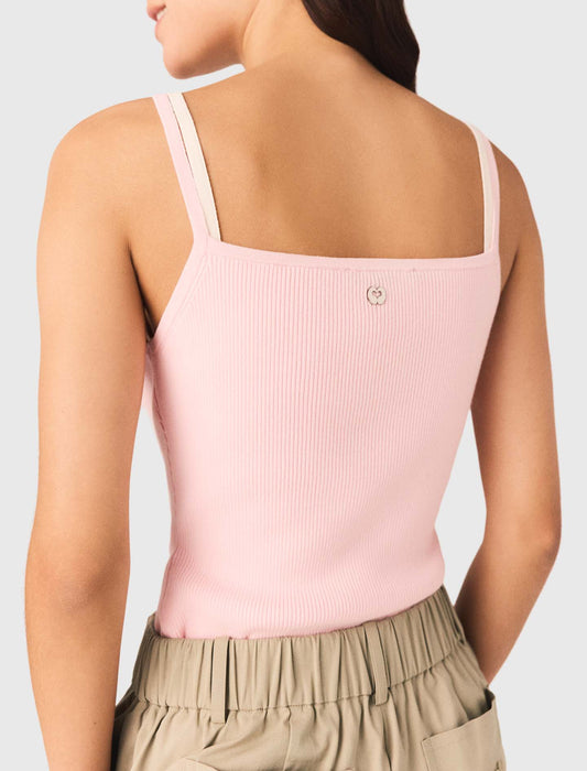 High Straight-Neck Top Pink
