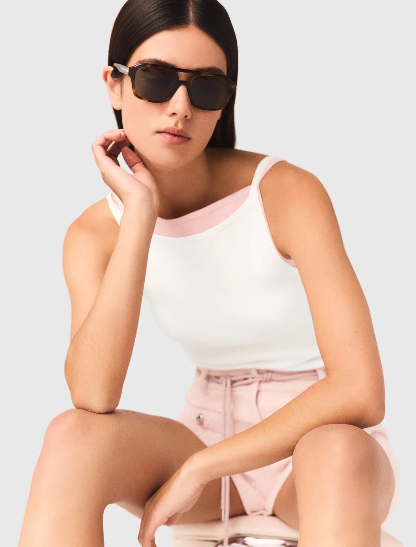 High Straight-Neck Top White