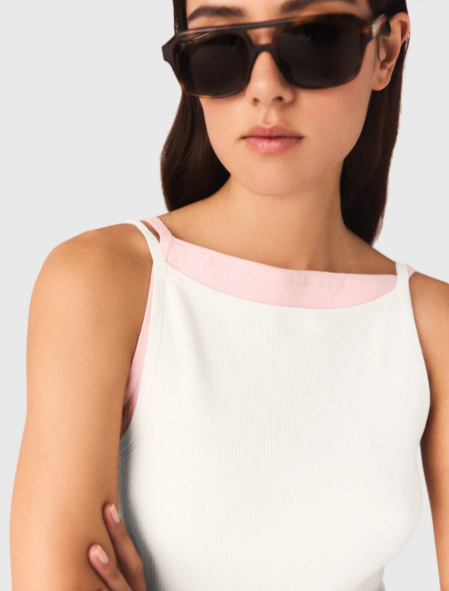 High Straight-Neck Top White