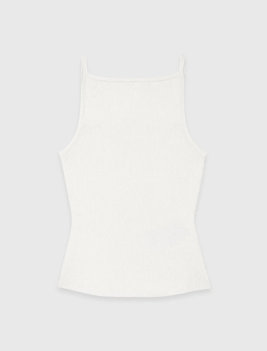 High Straight-Neck Top White