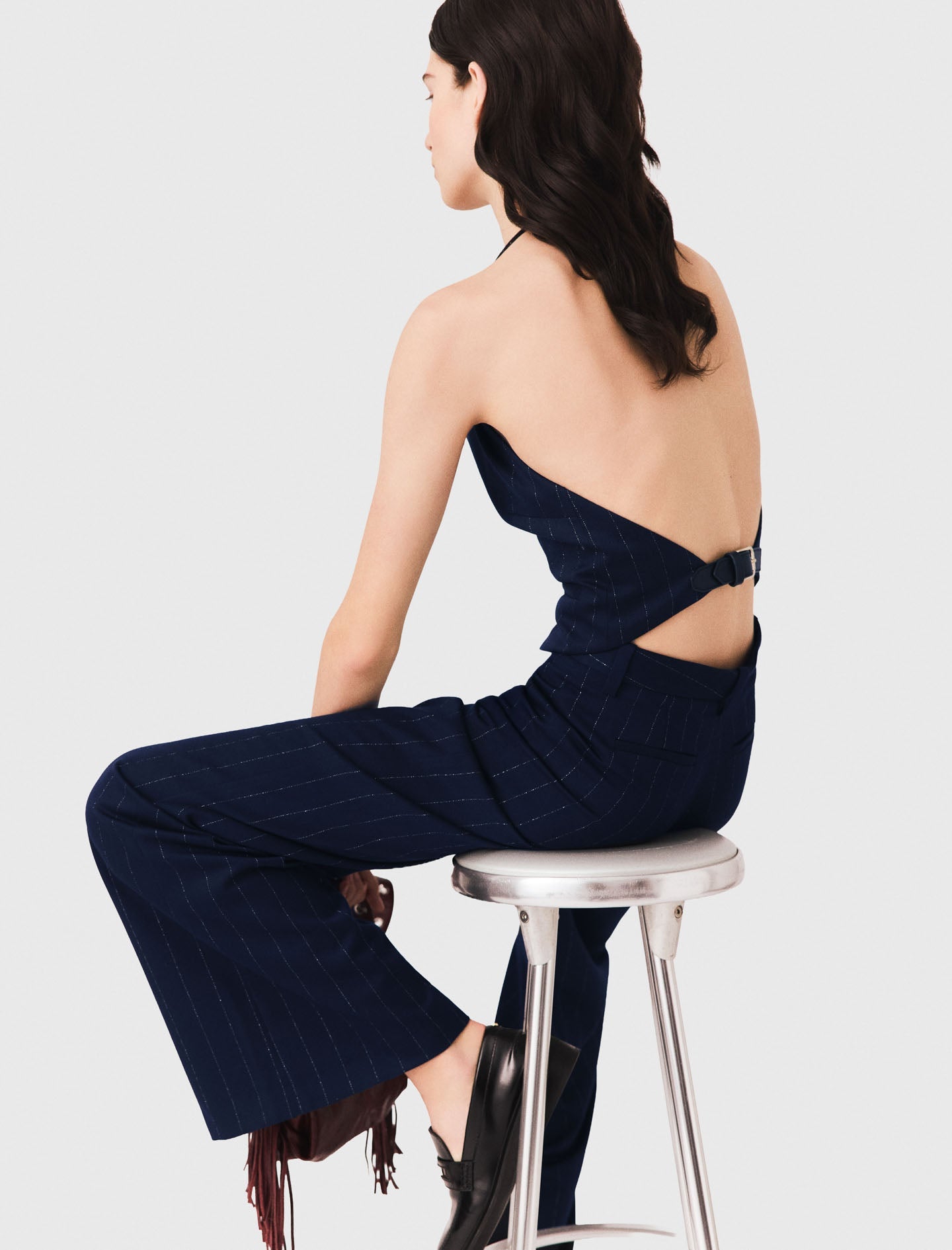 Tailored backless top Navy
