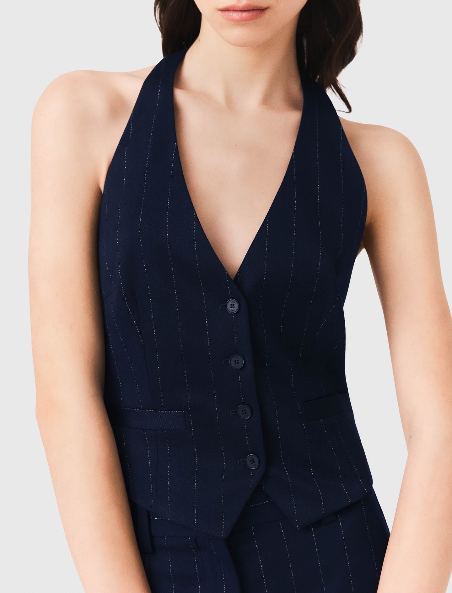 Tailored backless top Navy