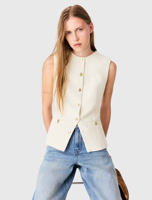 Long tweed jacket Ecru