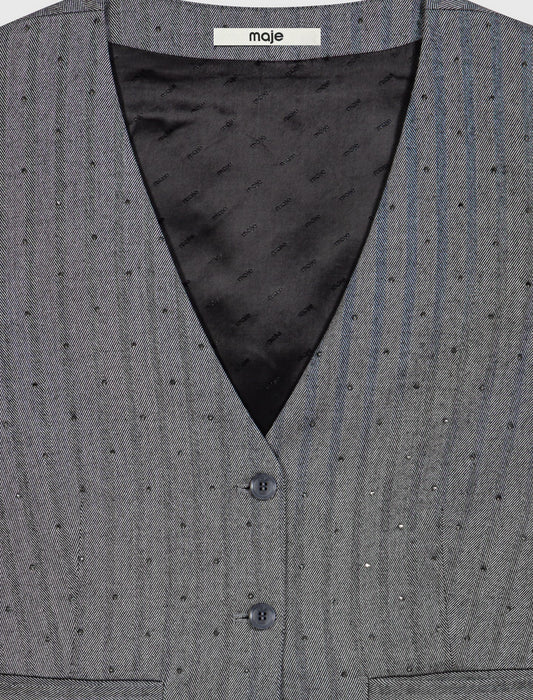 Tailored rhinestone jacket Grey