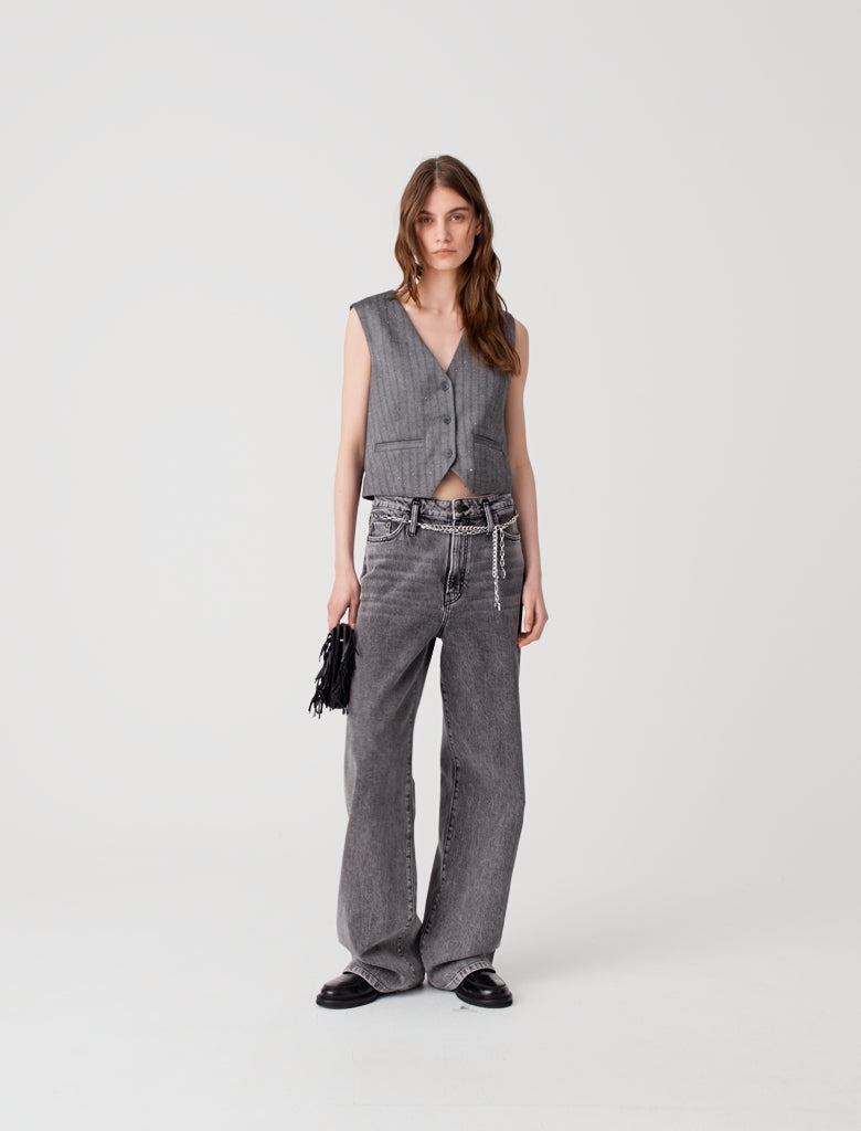 Tailored rhinestone jacket Grey