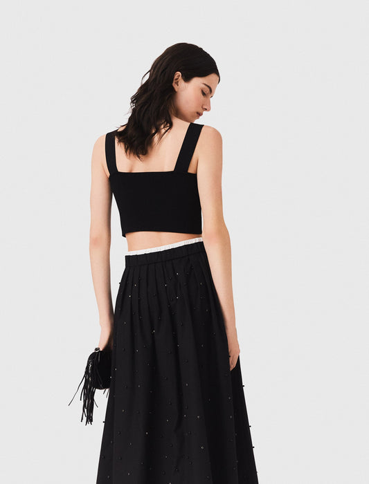 Knitted crop top with straps Black