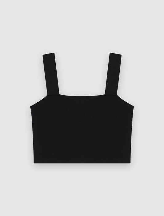 Knitted crop top with straps Black