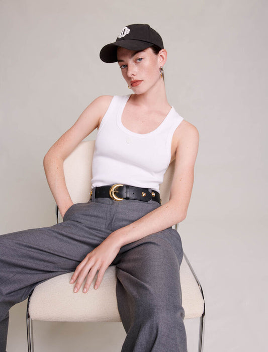 White  -Rib knit tank top