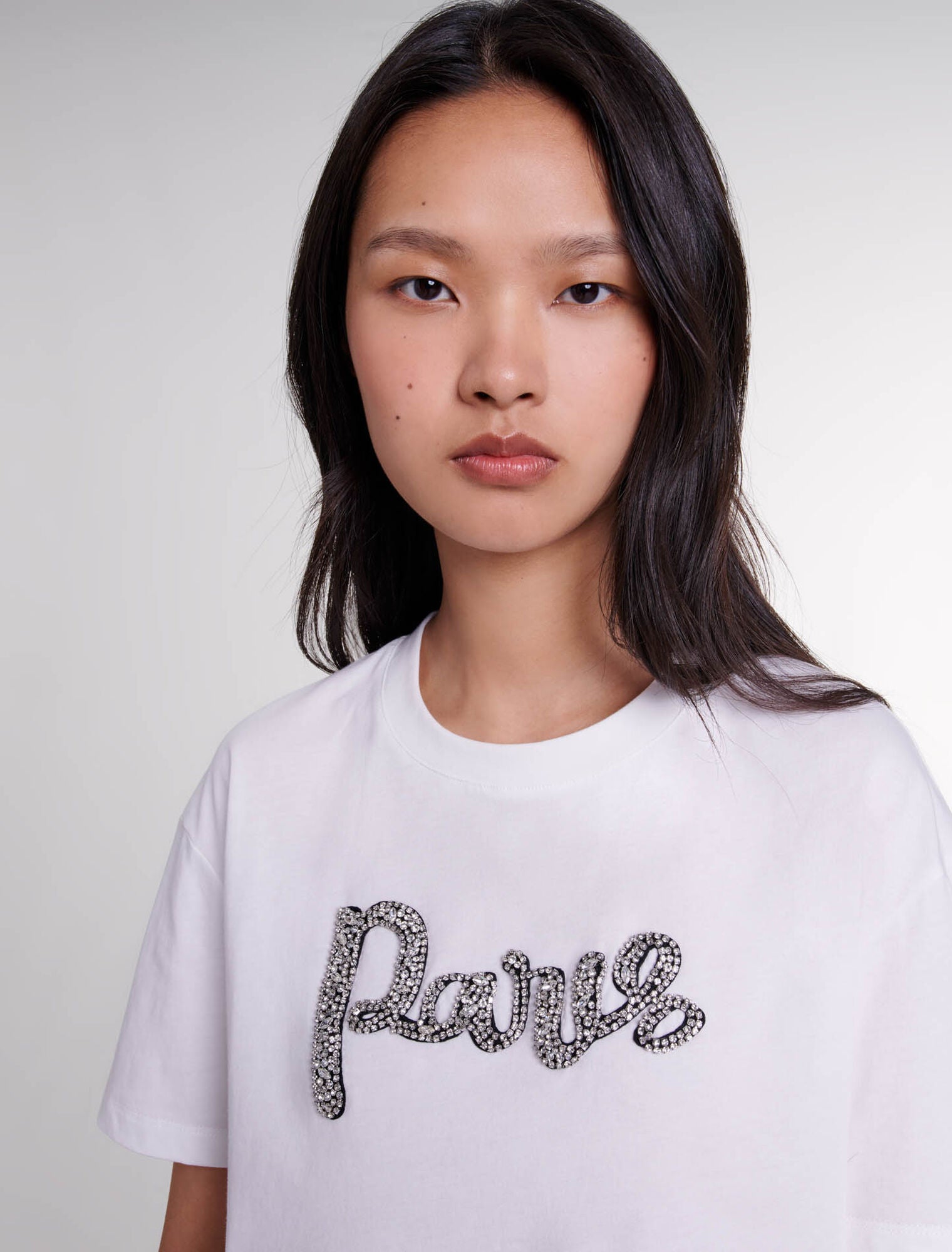 White-"Paris" diamanté T-shirt