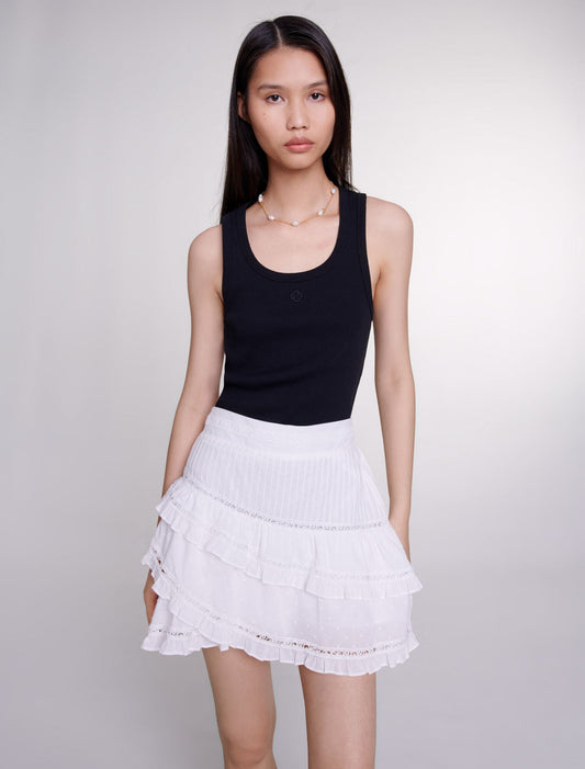 Black featured-Rib knit tank top