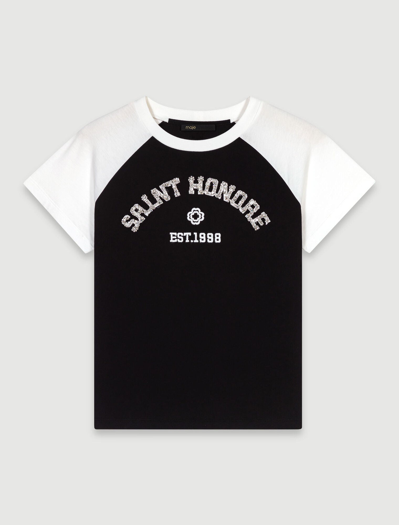 Black-"Saint-Honoré" diamanté T-shirt