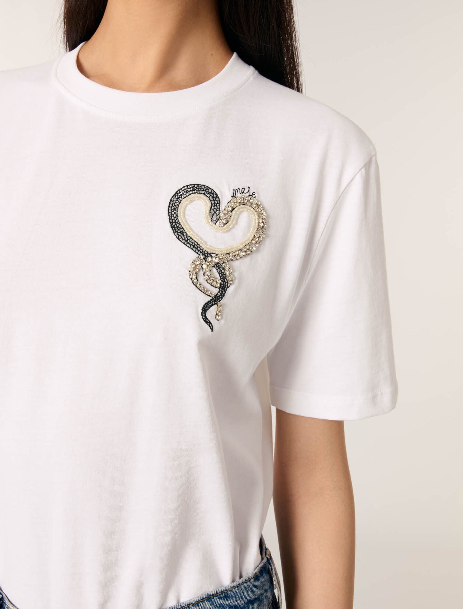 White / Black Embroidered T-shirt