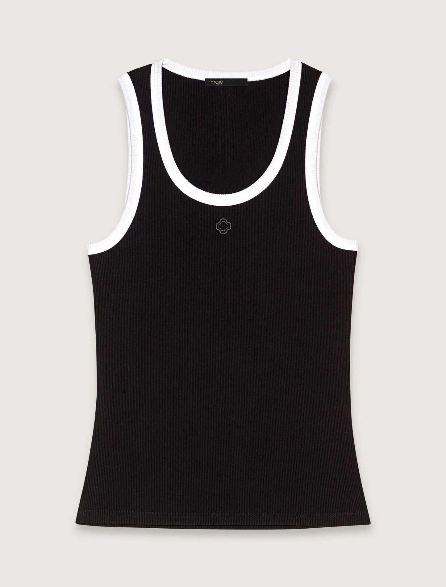 Black / White-Ribbed Vest Top