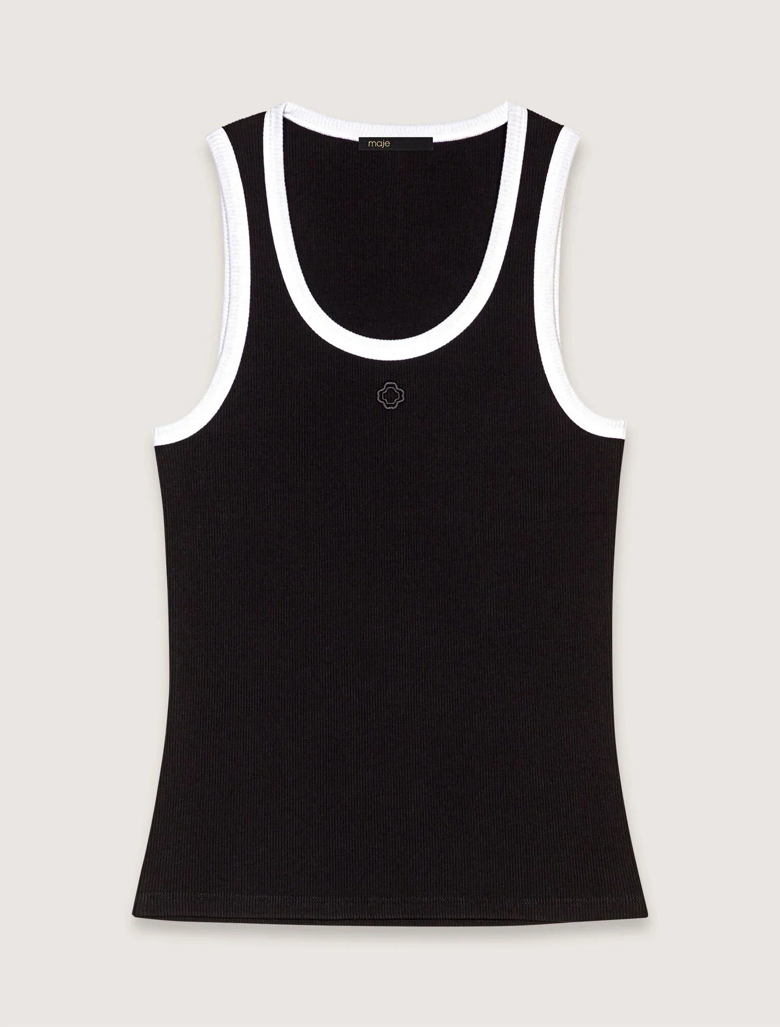 Black / White-Ribbed Vest Top