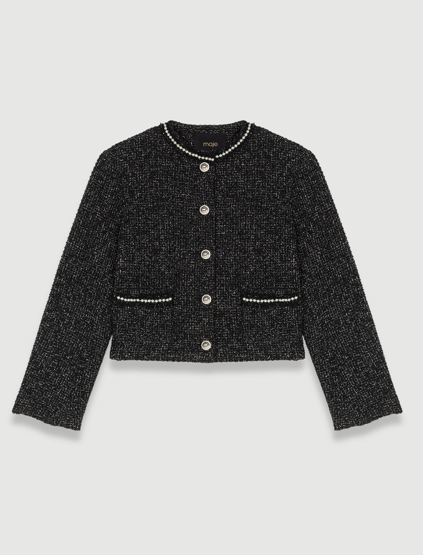 Black/Glitter short beaded jacket