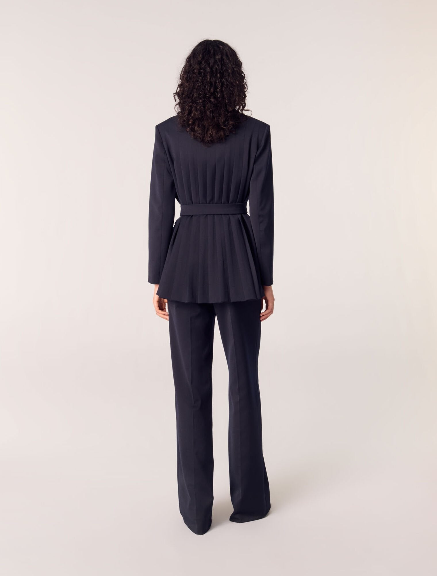 Navy-Suit jacket with pleated back