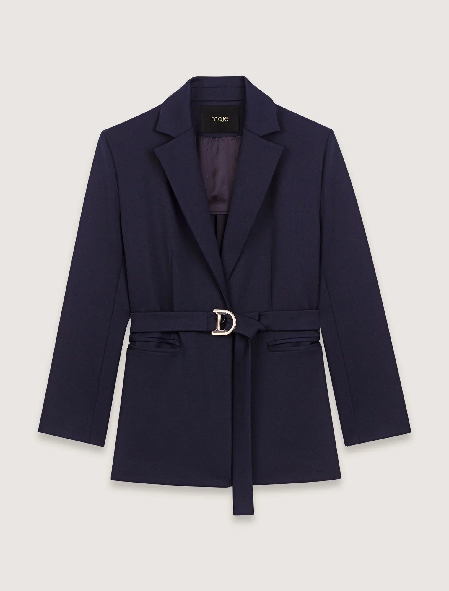 Navy-Suit jacket with pleated back